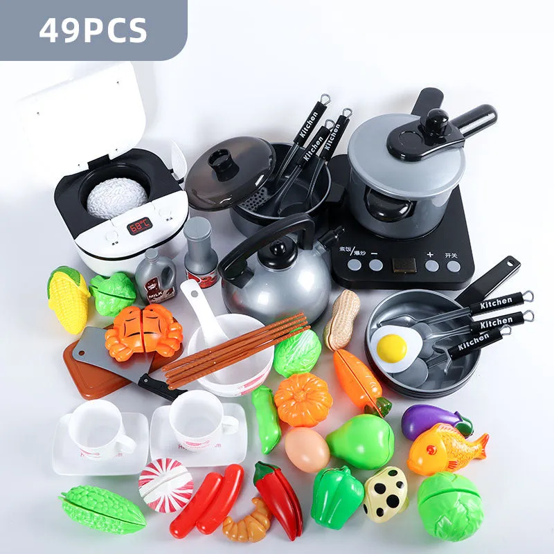 Kids Pretend Play Toy Mini Kitchen Toys Cookware Pot Pan Simulation Kitchen Utensils Cooking Toys For Boys and Girls.