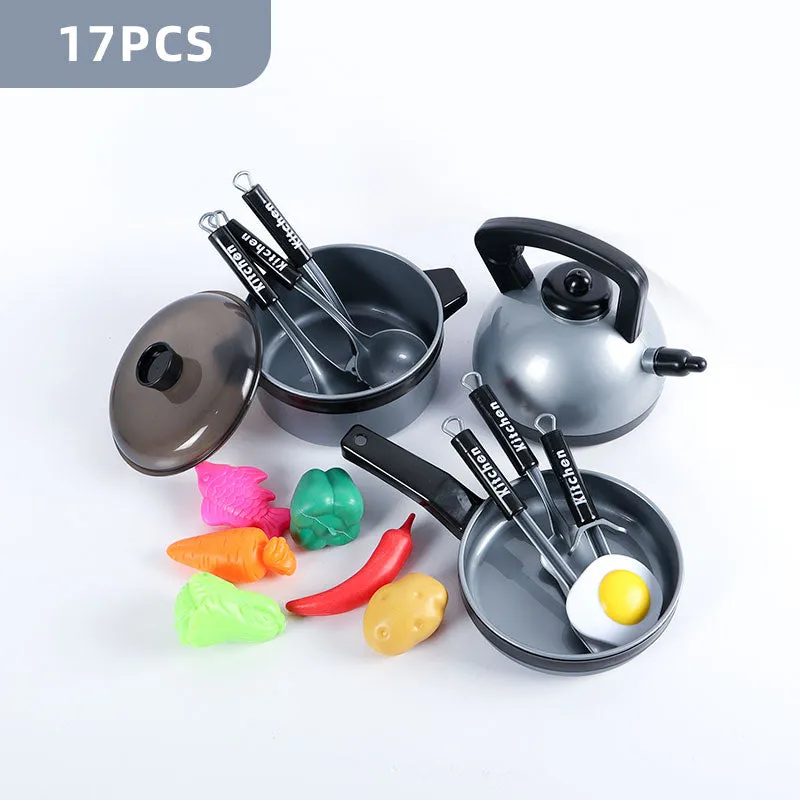 Kids Pretend Play Toy Mini Kitchen Toys Cookware Pot Pan Simulation Kitchen Utensils Cooking Toys For Boys and Girls.