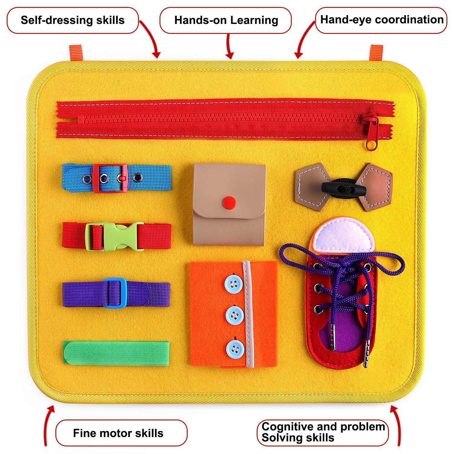 Learning Board Educational Toys for Children and Infants Dressing Release Buckle Portable Felt Learning Board