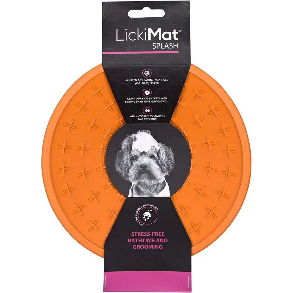 LickiMat 19cm Orange Splash Slow Dog Feeder Bowl