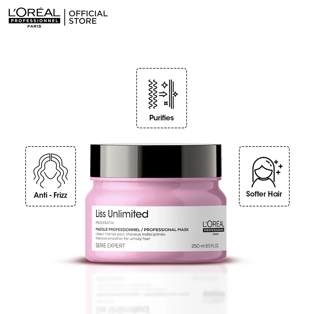 Loreal Professionnel Serie Expert Liss Unlimited Mask - 250ml - For Frizzy Hair & Straightened Hair