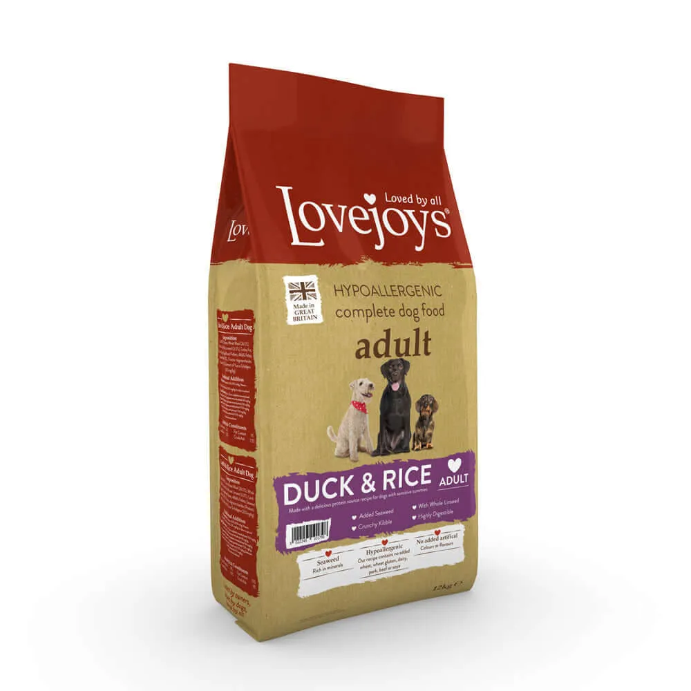 Lovejoys 12kg Duck & Rice Dry Adult Dog Food