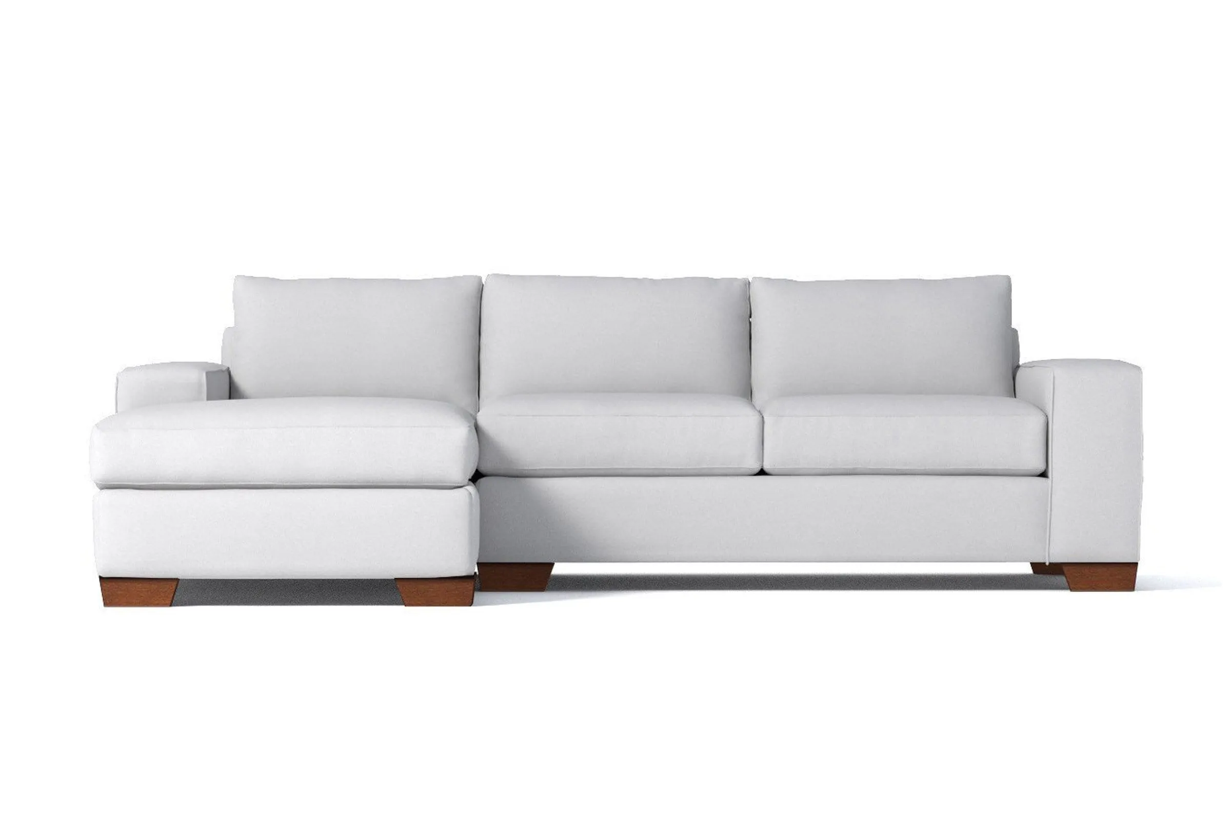 Melrose 2pc Sleeper Sectional :: Leg Finish: Pecan / Configuration: LAF - Chaise on the Left / Sleeper Option: Deluxe Innerspring Mattress