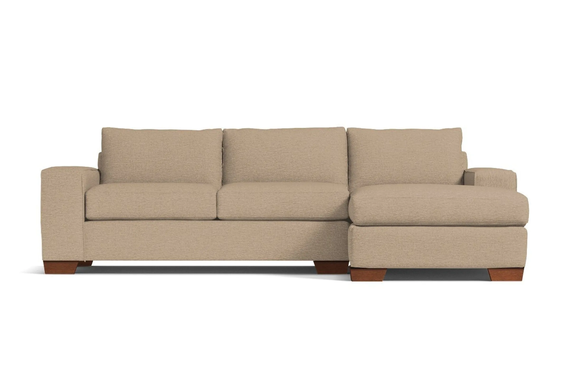 Melrose 2pc Sleeper Sectional :: Leg Finish: Pecan / Configuration: RAF - Chaise on the Right / Sleeper Option: Deluxe Innerspring Mattress