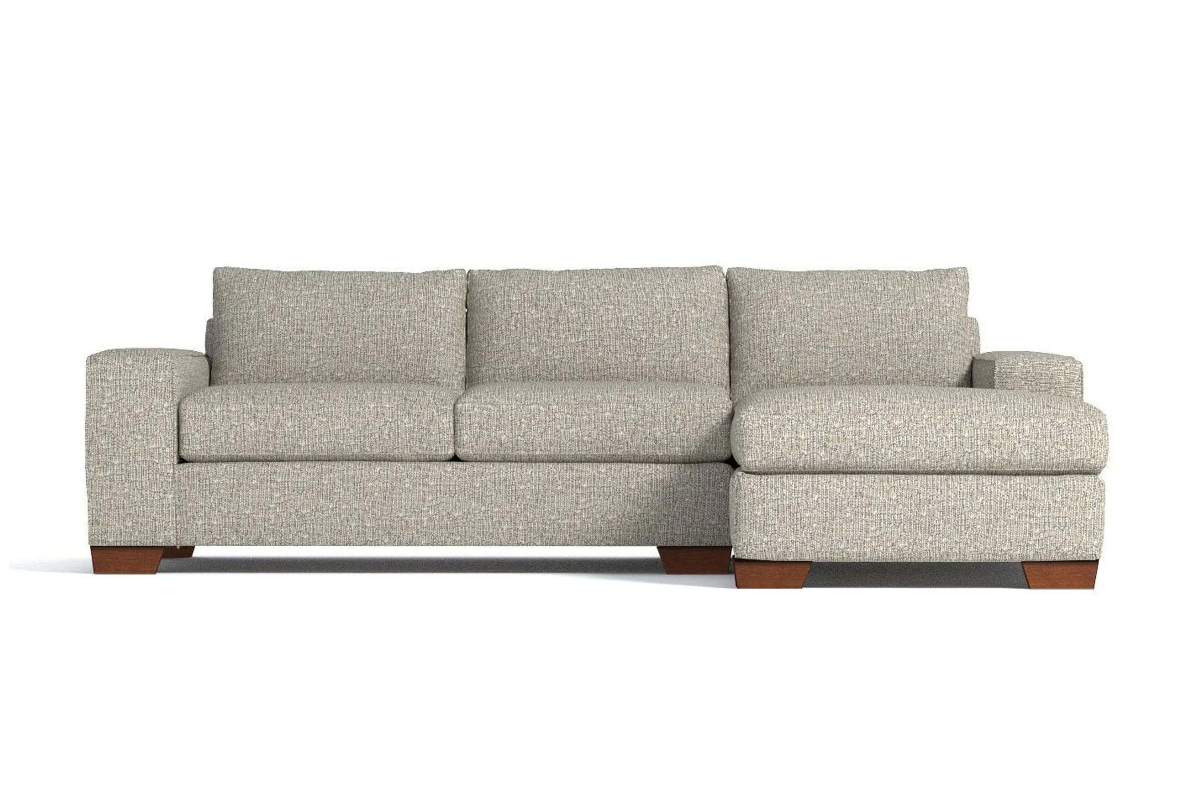 Melrose 2pc Sleeper Sectional :: Leg Finish: Pecan / Configuration: RAF - Chaise on the Right / Sleeper Option: Deluxe Innerspring Mattress