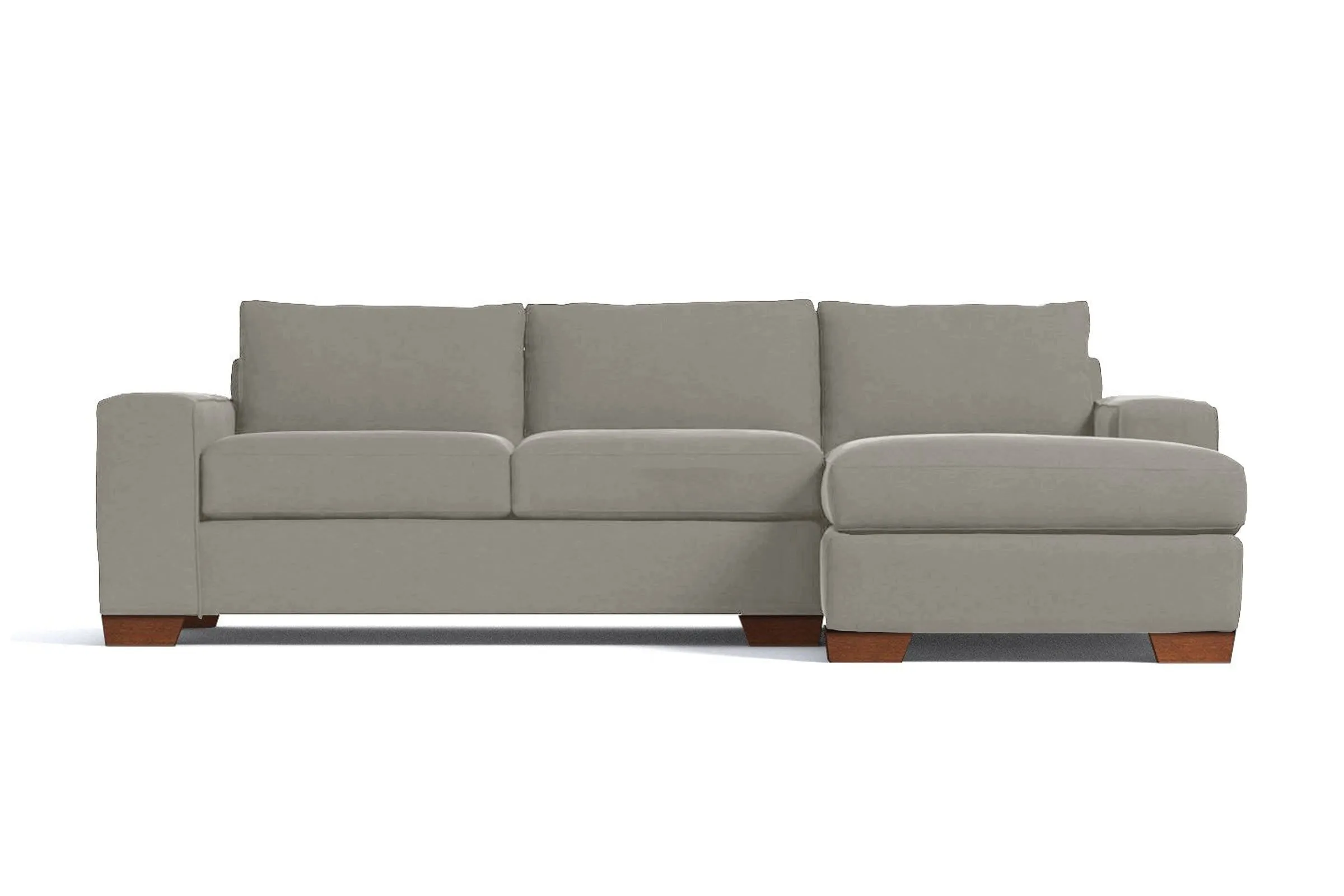 Melrose 2pc Sleeper Sectional :: Leg Finish: Pecan / Configuration: RAF - Chaise on the Right / Sleeper Option: Deluxe Innerspring Mattress