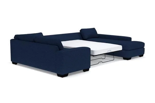 Melrose 3pc Sleeper Sectional :: Leg Finish: Espresso / Configuration: RAF - Chaise on the Right / Sleeper Option: Deluxe Innerspring Mattress