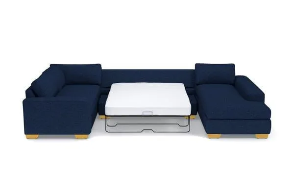 Melrose 3pc Sleeper Sectional :: Leg Finish: Natural / Configuration: LAF - Chaise on the Left / Sleeper Option: Deluxe Innerspring Mattress