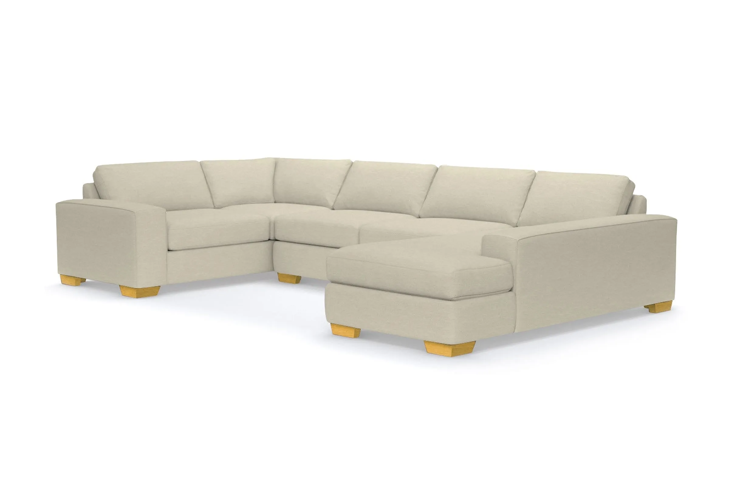 Melrose 3pc Sleeper Sectional :: Leg Finish: Natural / Configuration: RAF - Chaise on the Right / Sleeper Option: Deluxe Innerspring Mattress