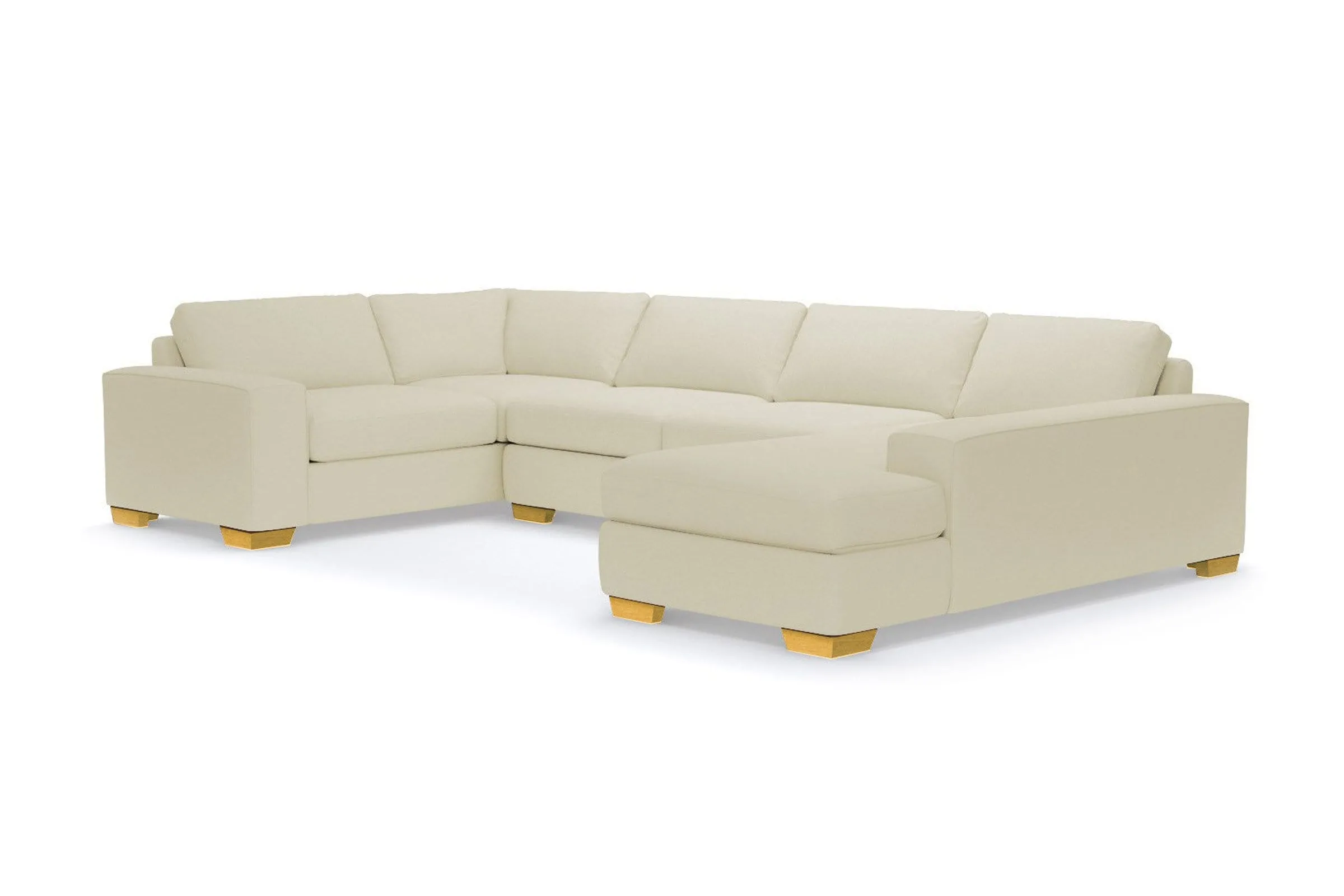 Melrose 3pc Sleeper Sectional :: Leg Finish: Natural / Configuration: RAF - Chaise on the Right / Sleeper Option: Deluxe Innerspring Mattress