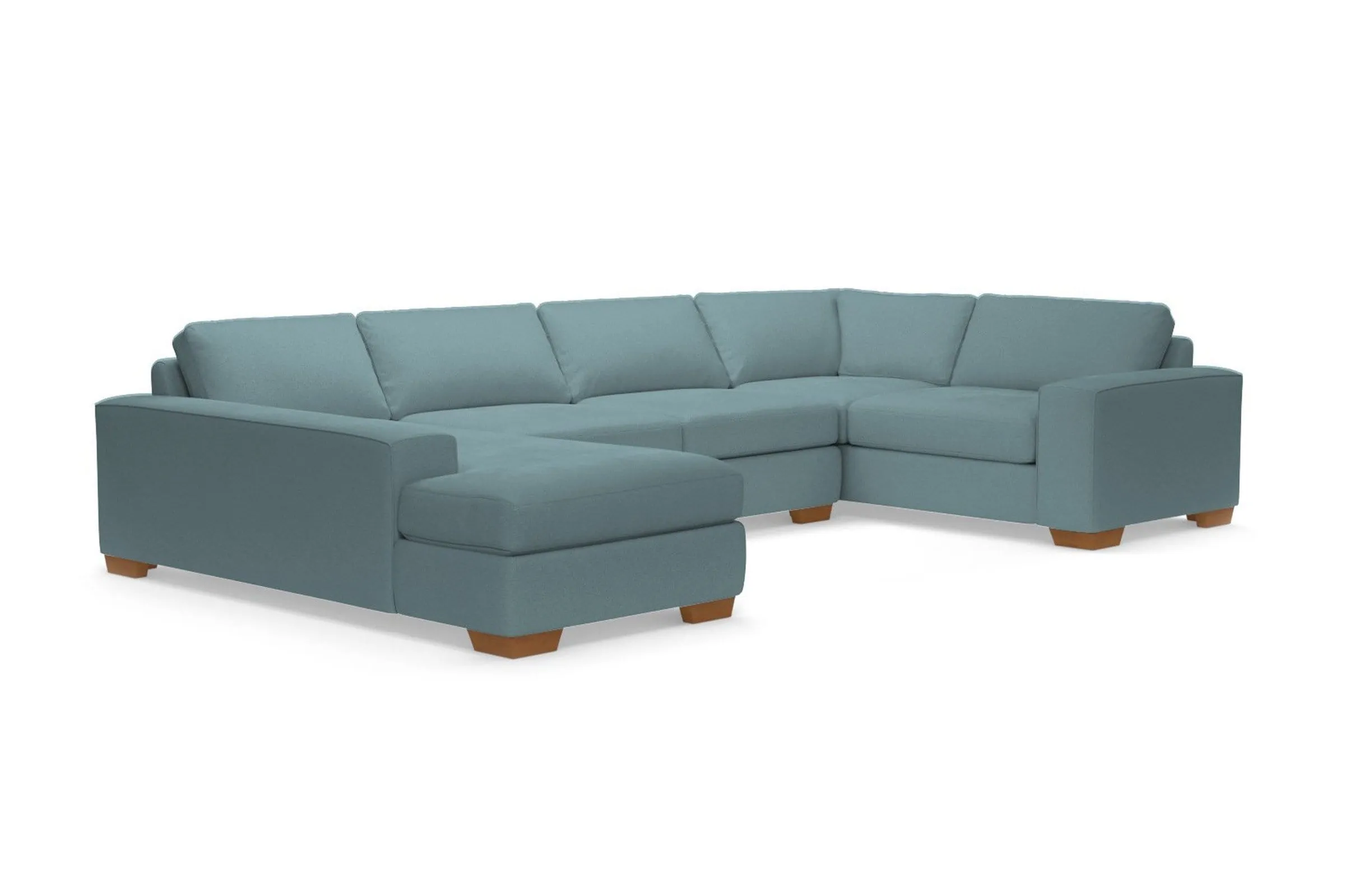 Melrose 3pc Sleeper Sectional :: Leg Finish: Pecan / Configuration: LAF - Chaise on the Left / Sleeper Option: Deluxe Innerspring Mattress