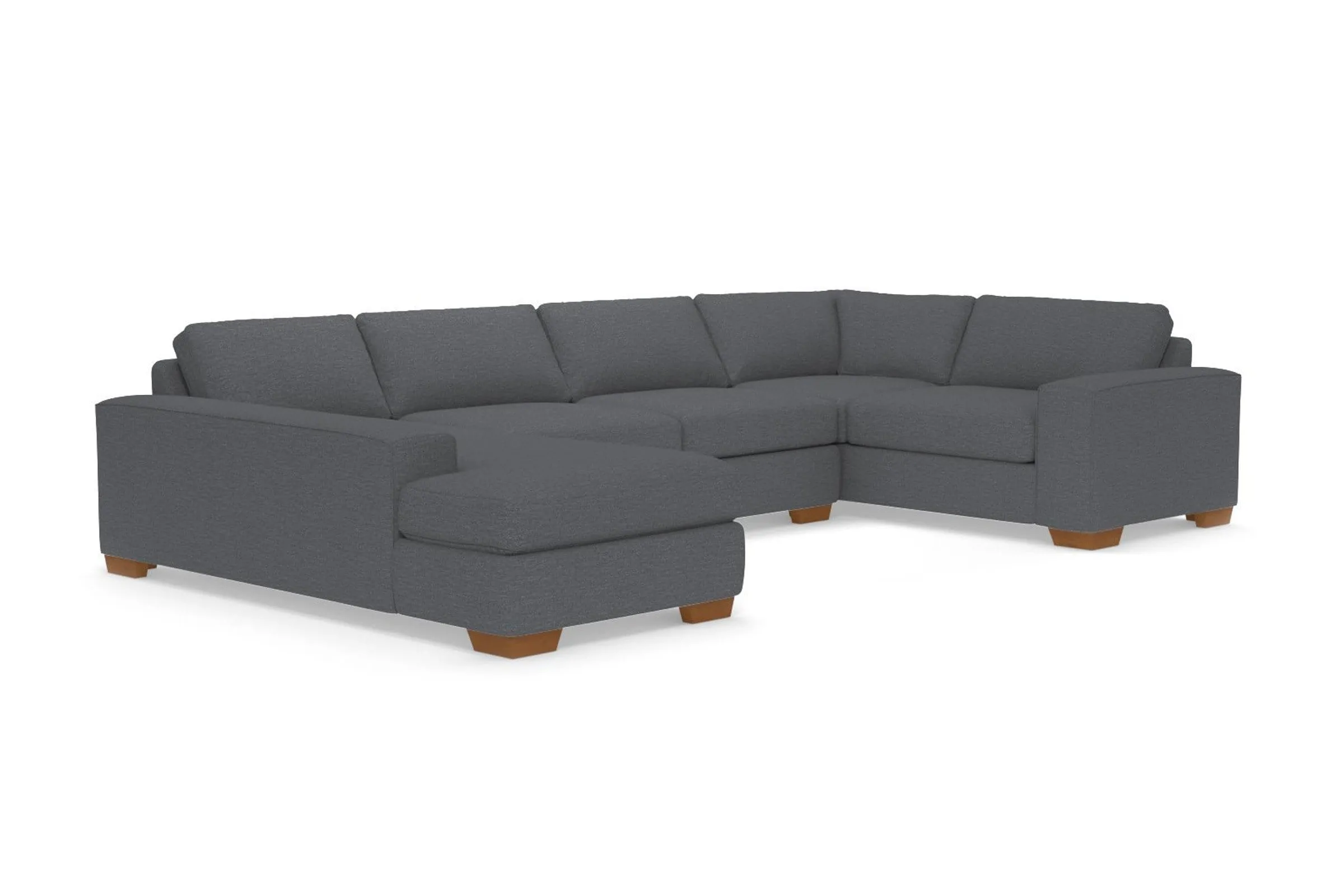 Melrose 3pc Sleeper Sectional :: Leg Finish: Pecan / Configuration: LAF - Chaise on the Left / Sleeper Option: Deluxe Innerspring Mattress