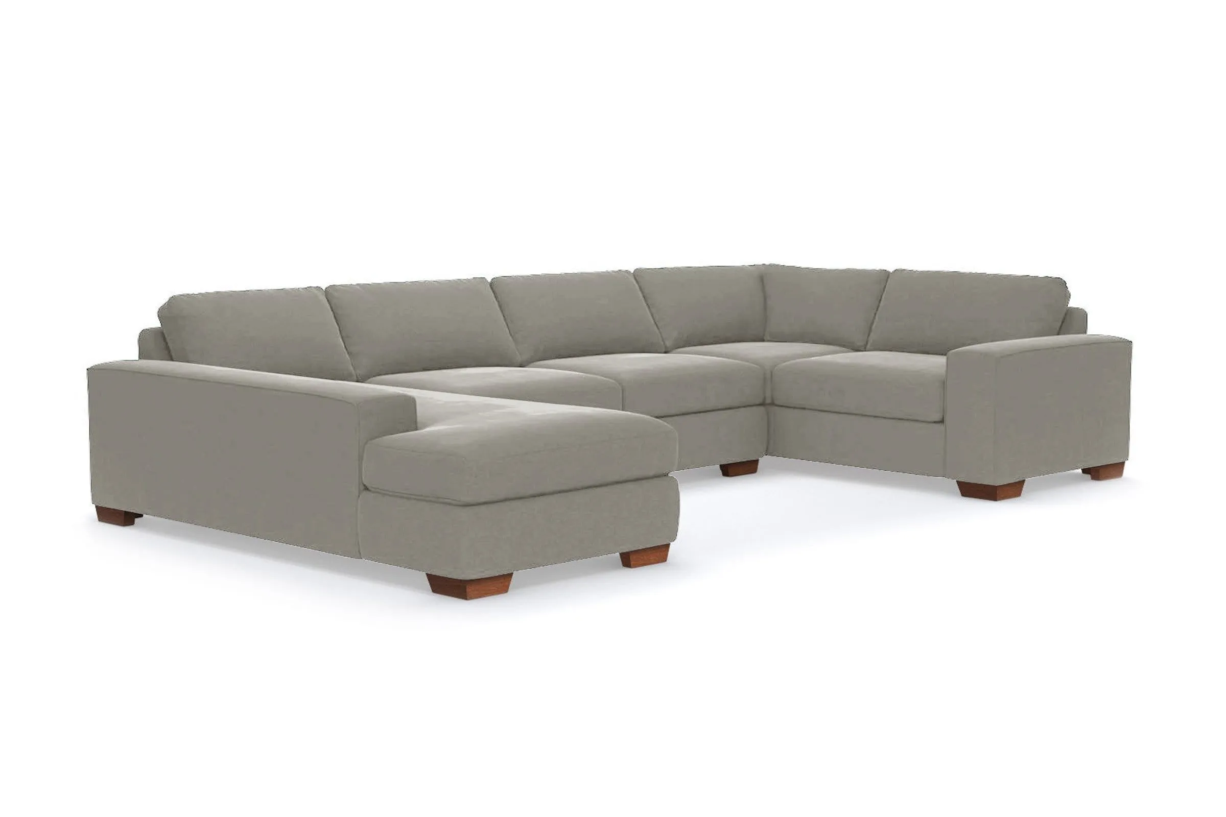 Melrose 3pc Sleeper Sectional :: Leg Finish: Pecan / Configuration: LAF - Chaise on the Left / Sleeper Option: Deluxe Innerspring Mattress