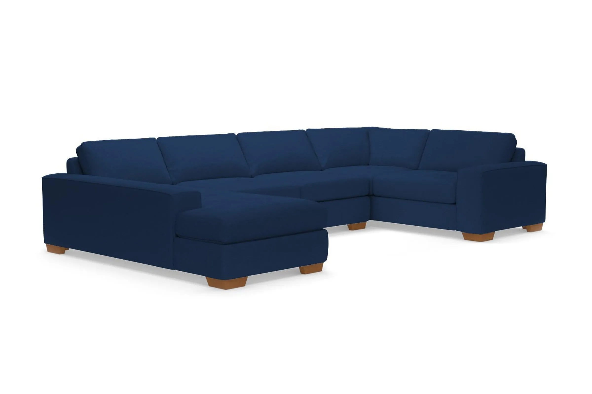 Melrose 3pc Sleeper Sectional :: Leg Finish: Pecan / Configuration: LAF - Chaise on the Left / Sleeper Option: Deluxe Innerspring Mattress