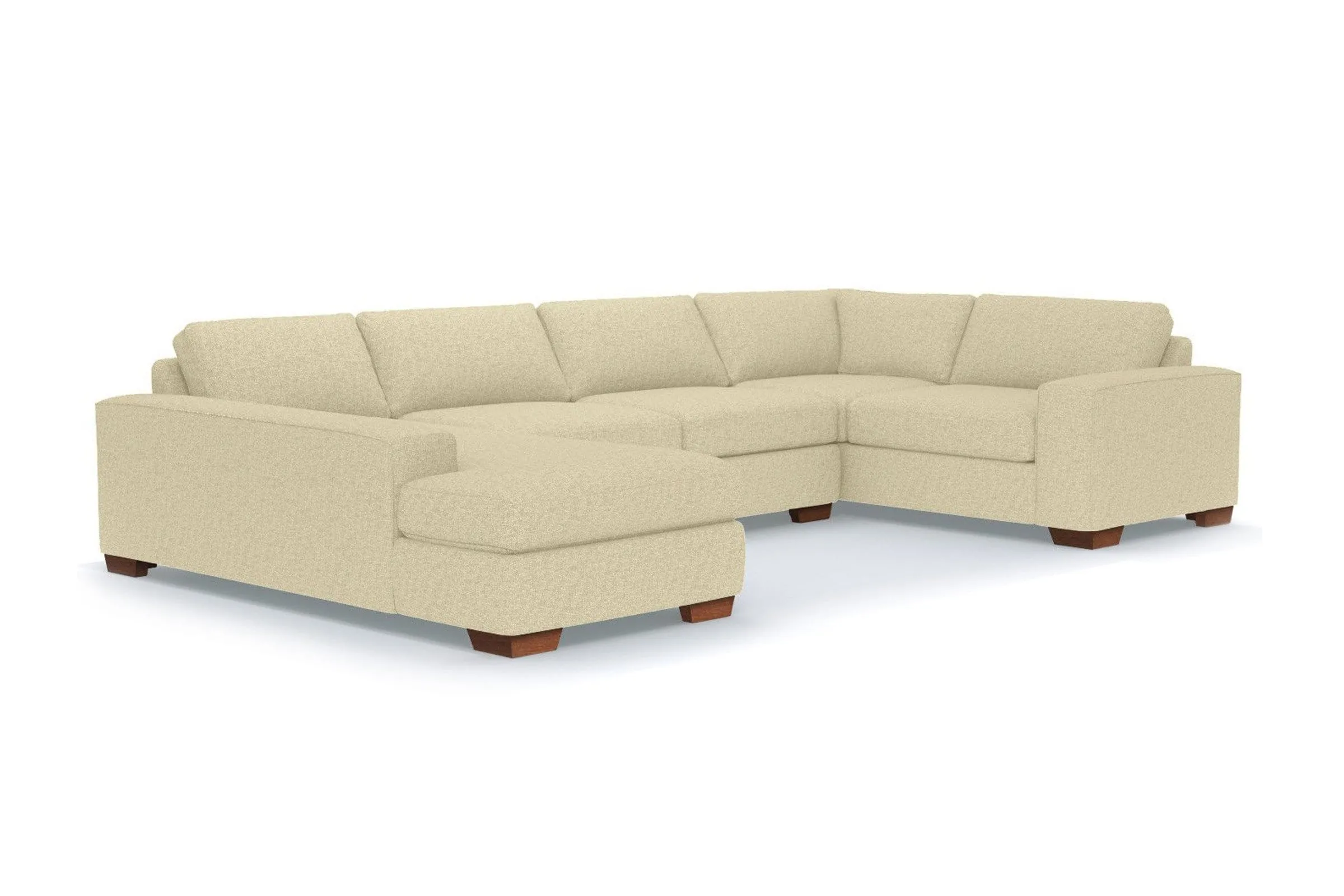 Melrose 3pc Sleeper Sectional :: Leg Finish: Pecan / Configuration: LAF - Chaise on the Left / Sleeper Option: Deluxe Innerspring Mattress