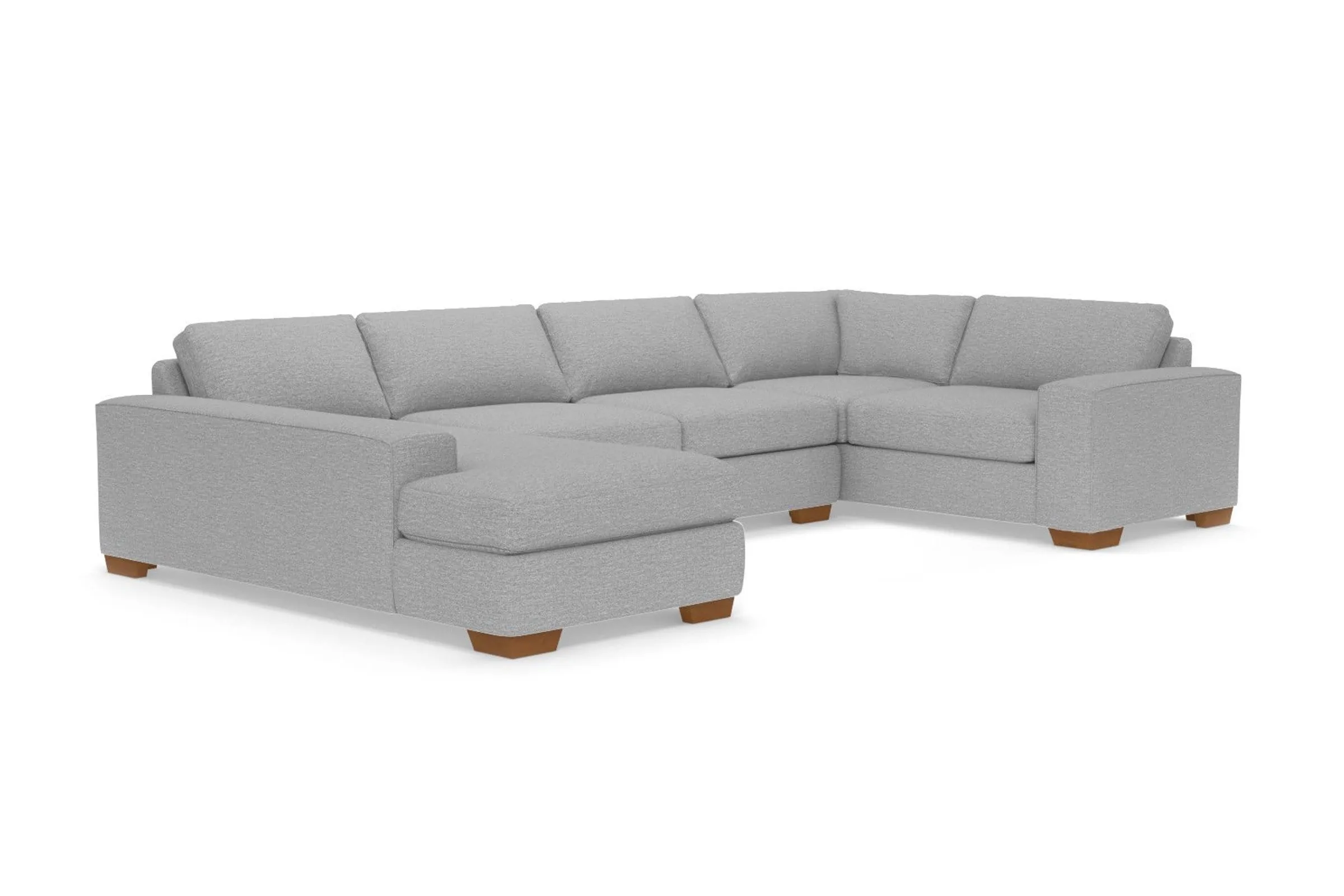 Melrose 3pc Sleeper Sectional :: Leg Finish: Pecan / Configuration: LAF - Chaise on the Left / Sleeper Option: Deluxe Innerspring Mattress