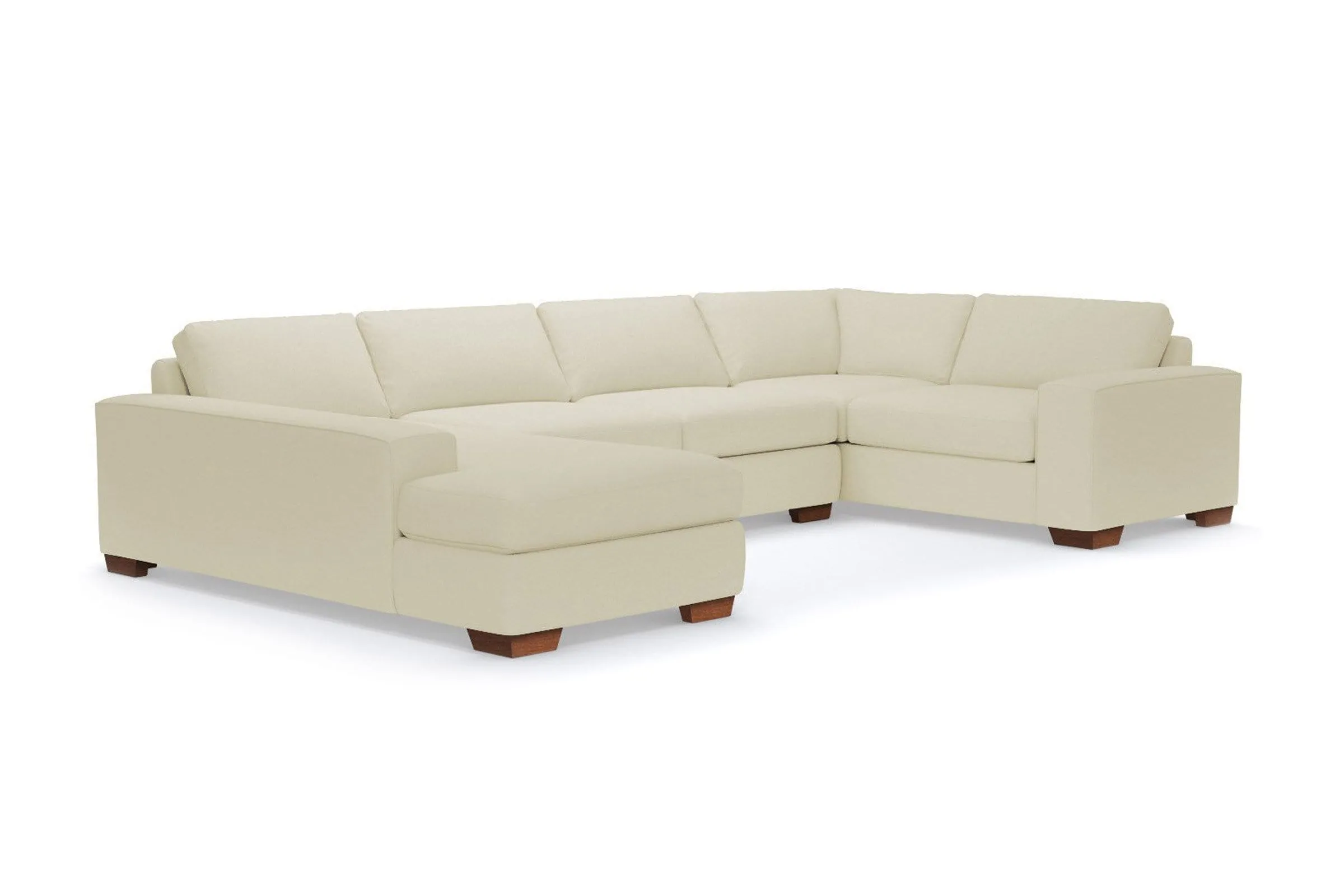 Melrose 3pc Sleeper Sectional :: Leg Finish: Pecan / Configuration: LAF - Chaise on the Left / Sleeper Option: Deluxe Innerspring Mattress