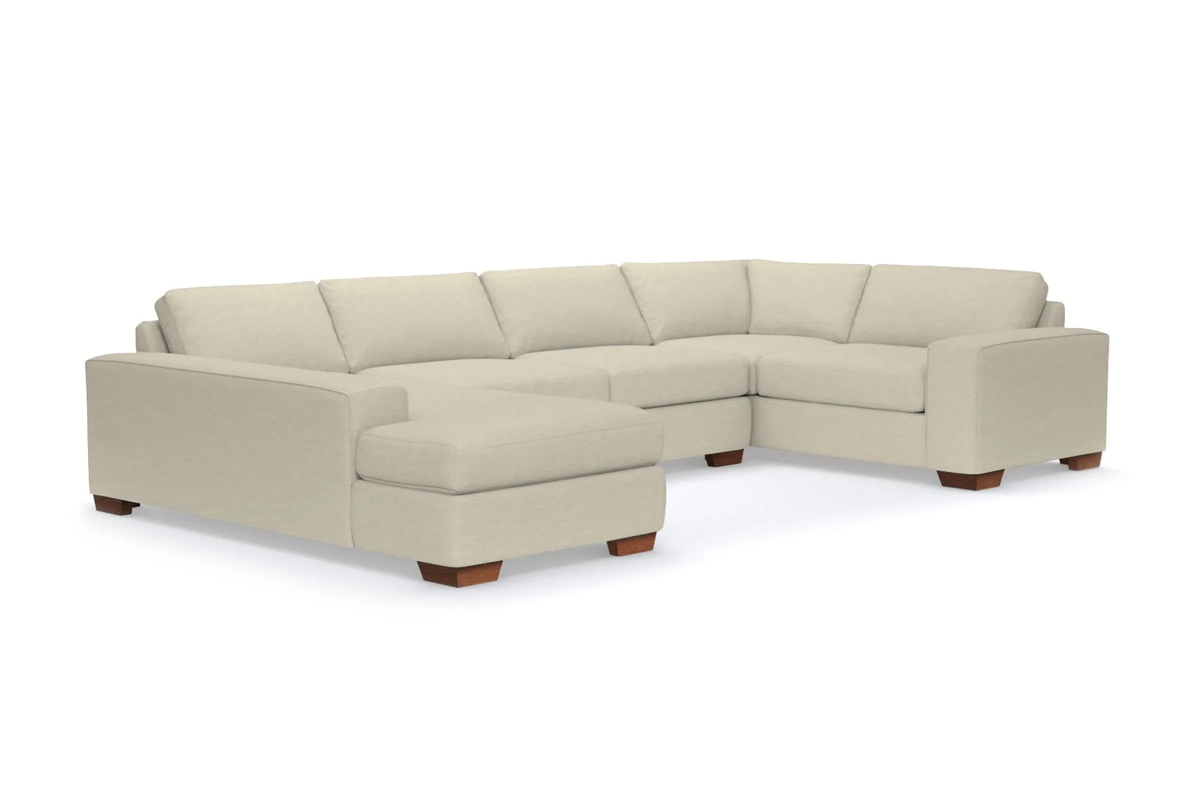 Melrose 3pc Sleeper Sectional :: Leg Finish: Pecan / Configuration: LAF - Chaise on the Left / Sleeper Option: Deluxe Innerspring Mattress