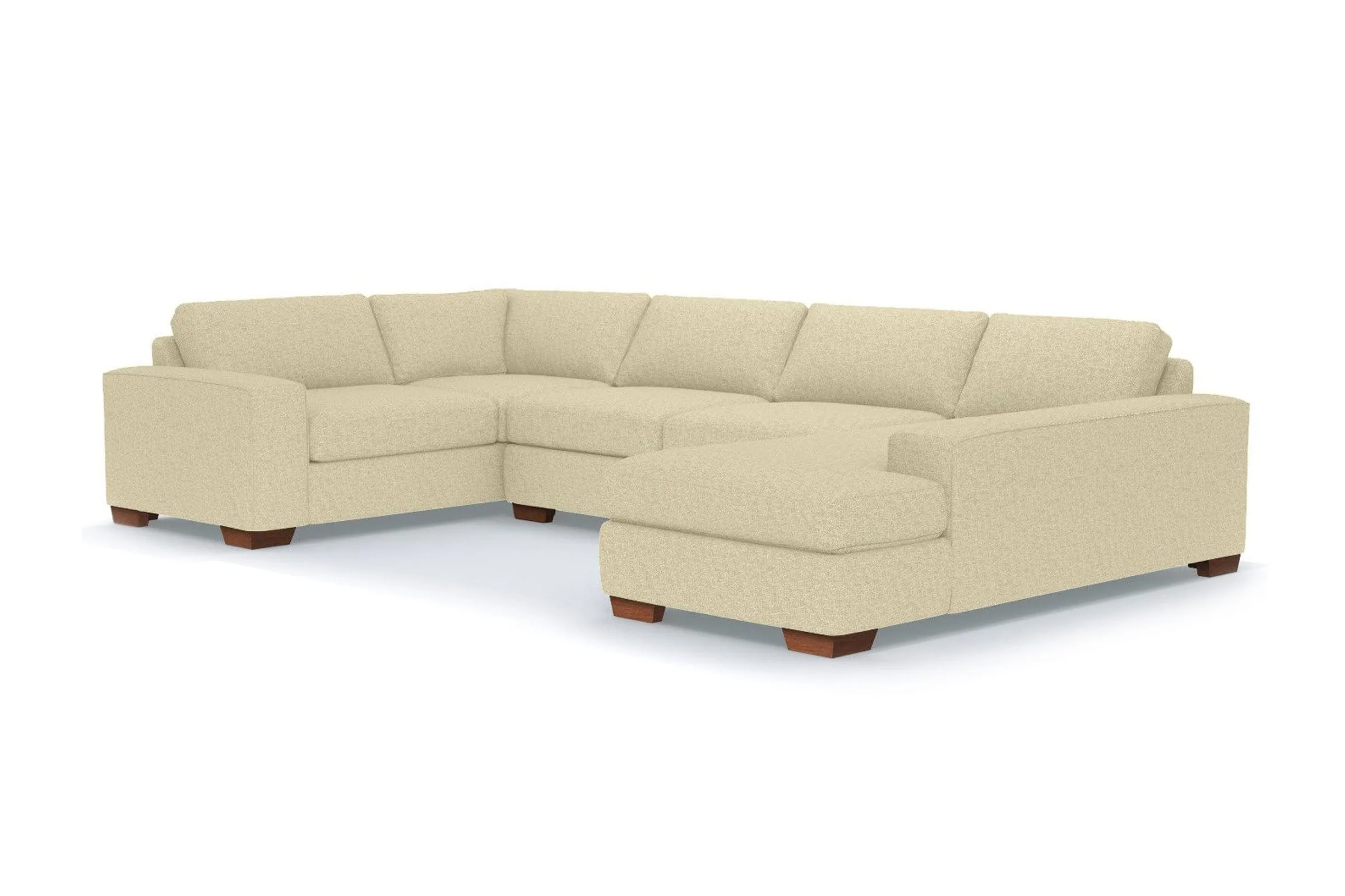 Melrose 3pc Sleeper Sectional :: Leg Finish: Pecan / Configuration: RAF - Chaise on the Right / Sleeper Option: Memory Foam Mattress