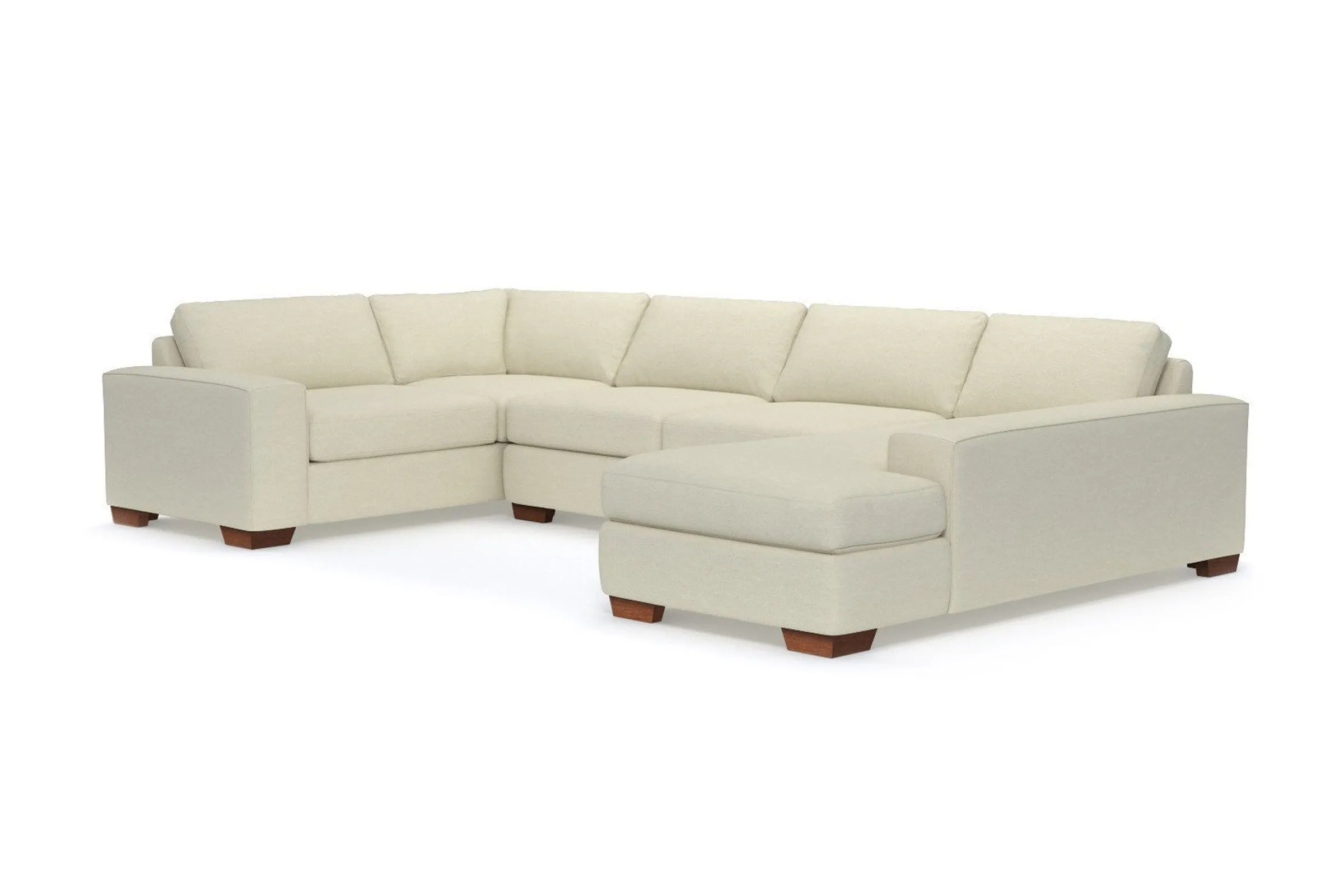 Melrose 3pc Sleeper Sectional :: Leg Finish: Pecan / Configuration: RAF - Chaise on the Right / Sleeper Option: Memory Foam Mattress