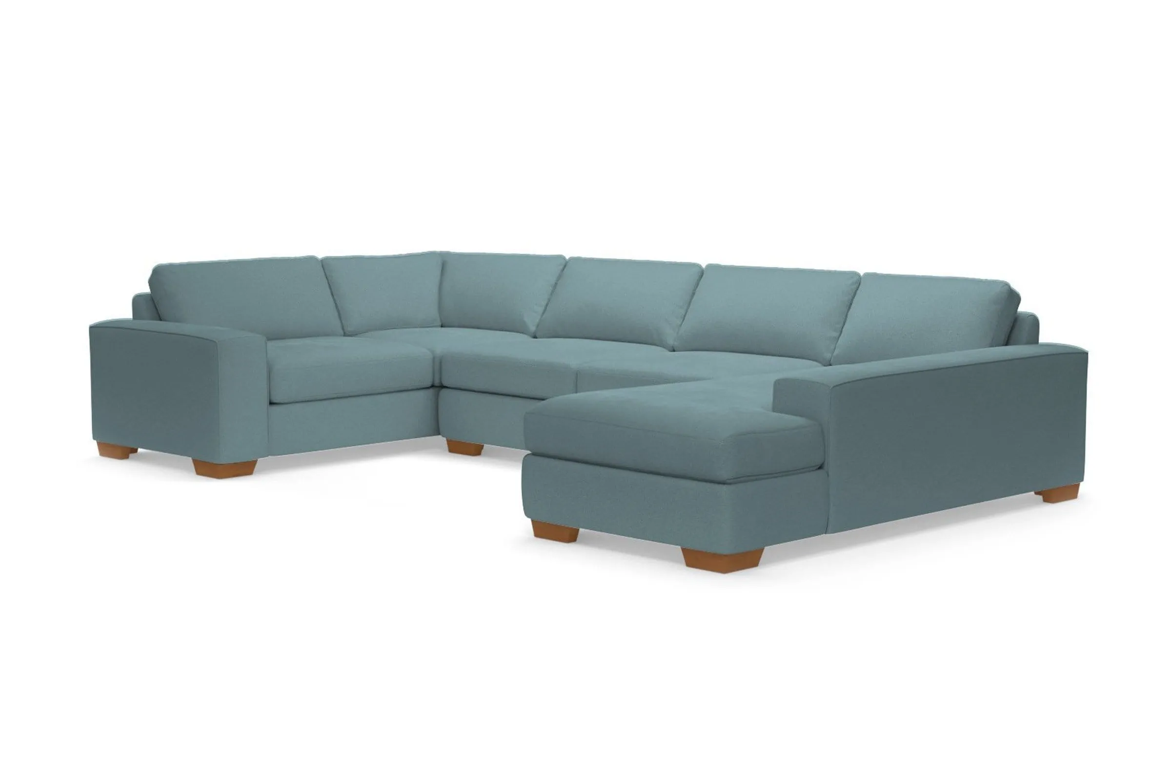 Melrose 3pc Sleeper Sectional :: Leg Finish: Pecan / Configuration: RAF - Chaise on the Right / Sleeper Option: Memory Foam Mattress