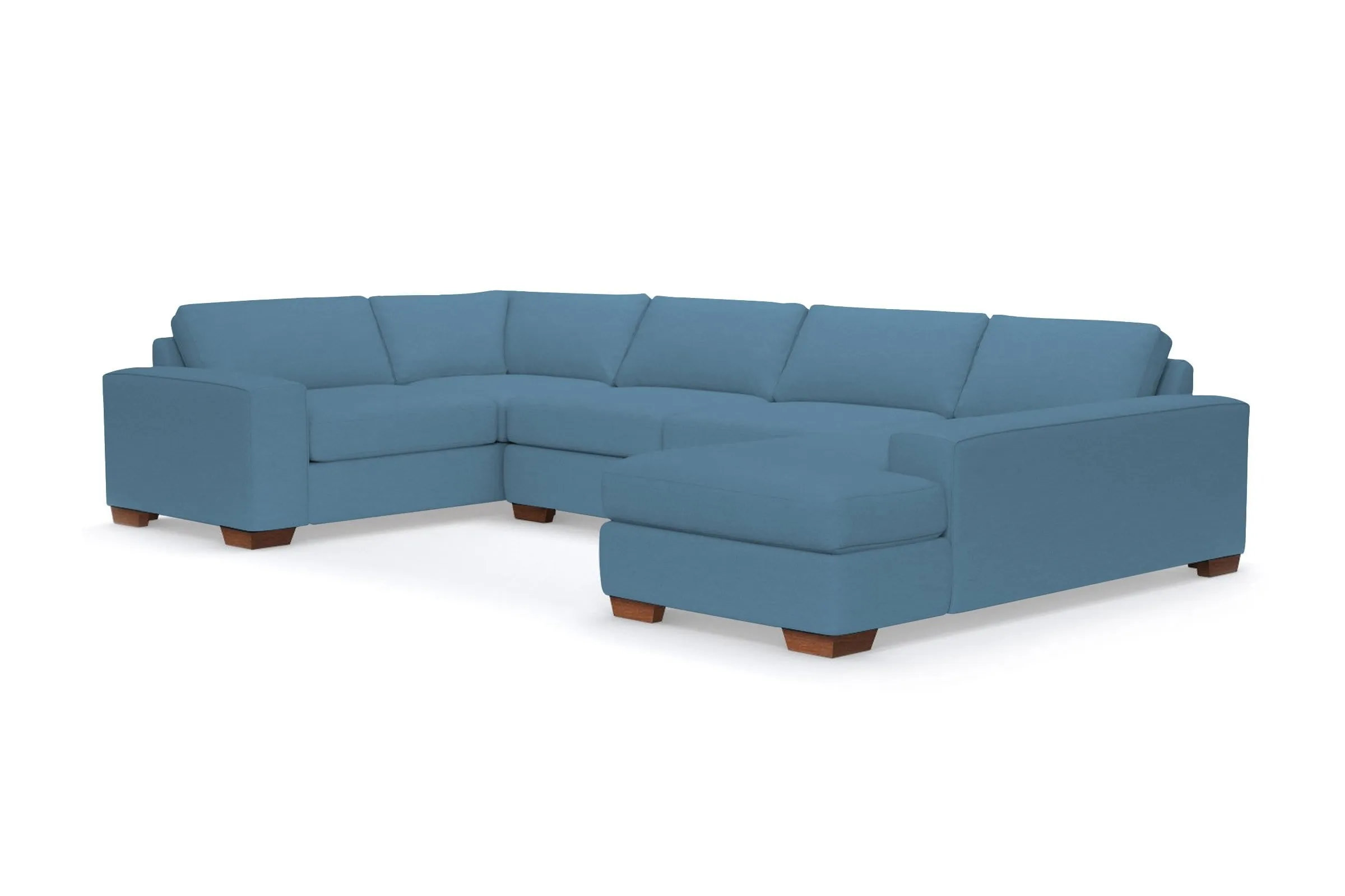 Melrose 3pc Sleeper Sectional :: Leg Finish: Pecan / Configuration: RAF - Chaise on the Right / Sleeper Option: Memory Foam Mattress