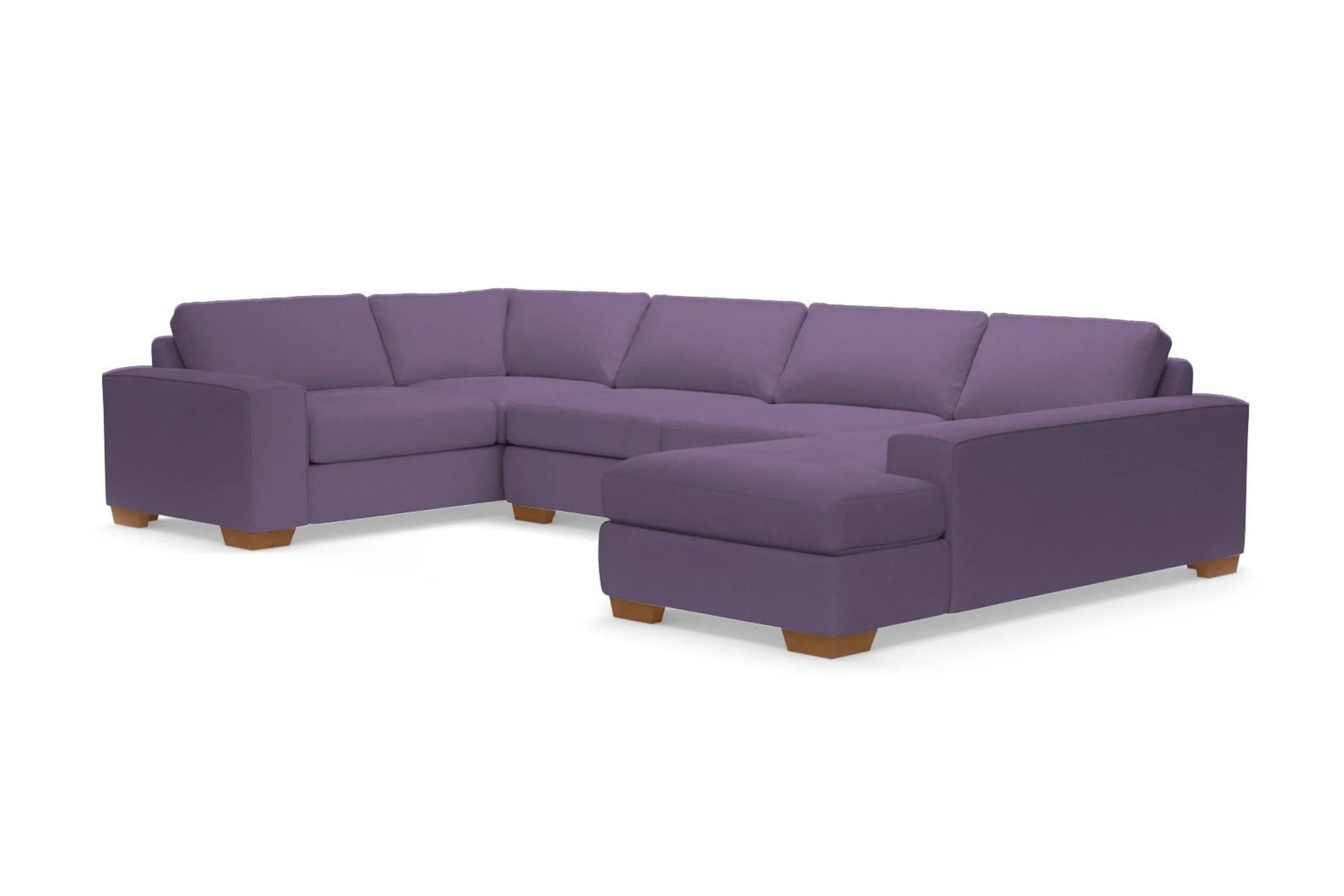 Melrose 3pc Sleeper Sectional :: Leg Finish: Pecan / Configuration: RAF - Chaise on the Right / Sleeper Option: Memory Foam Mattress