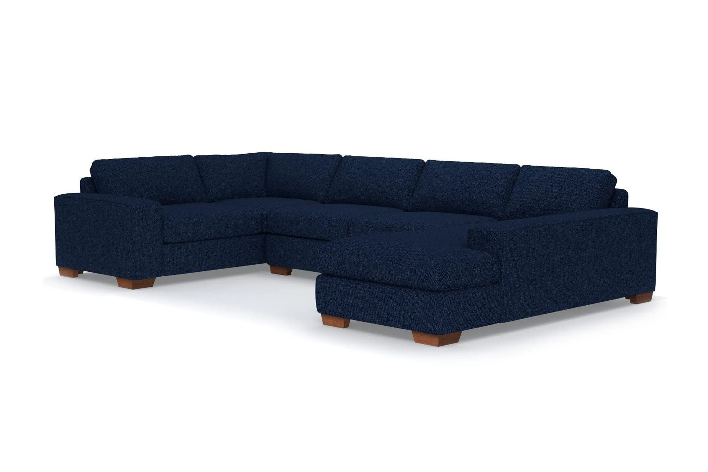 Melrose 3pc Sleeper Sectional :: Leg Finish: Pecan / Configuration: RAF - Chaise on the Right / Sleeper Option: Memory Foam Mattress