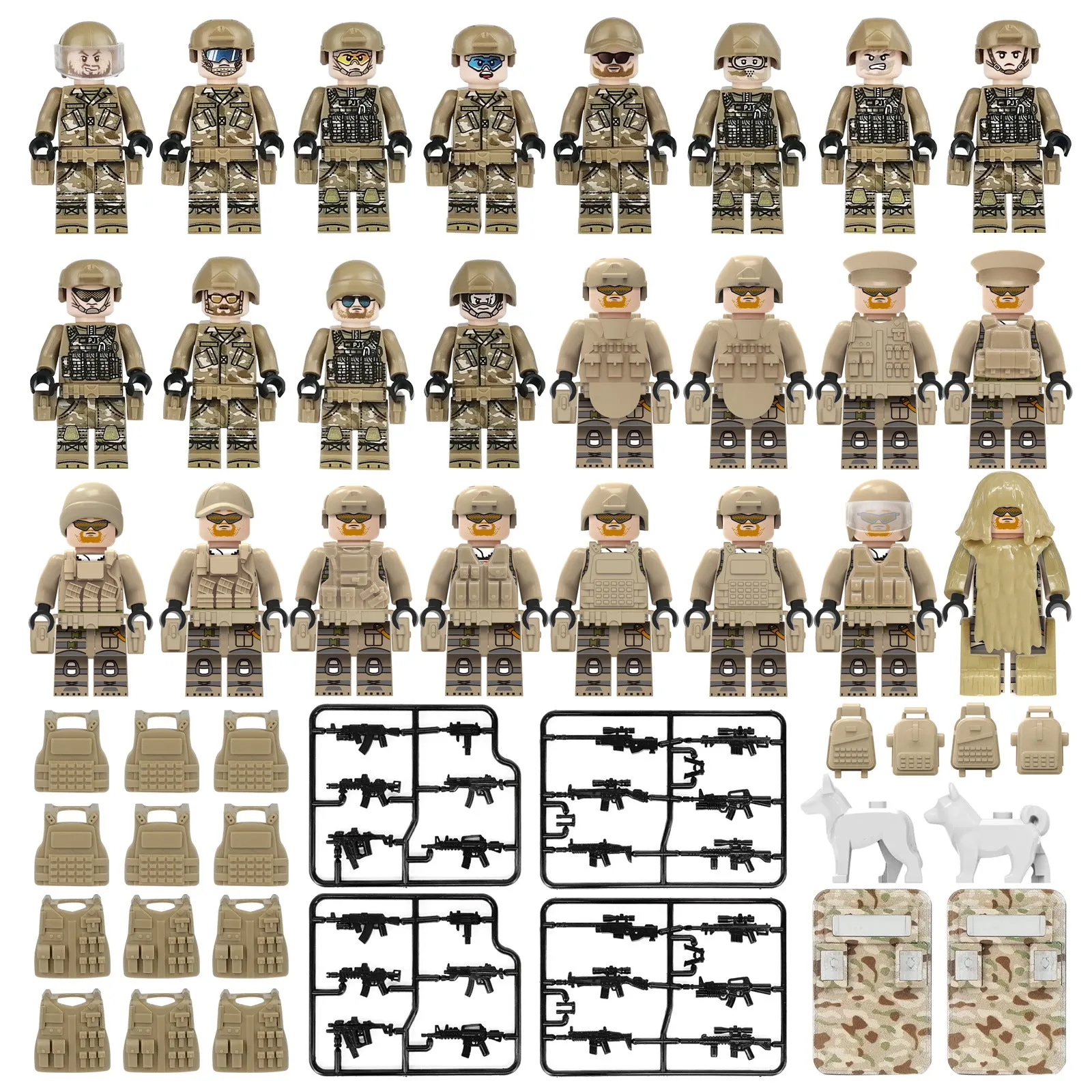 MOC Military Police Building Block Set Black SWAT Small Particle Assembly Doll Toy Toy Bag