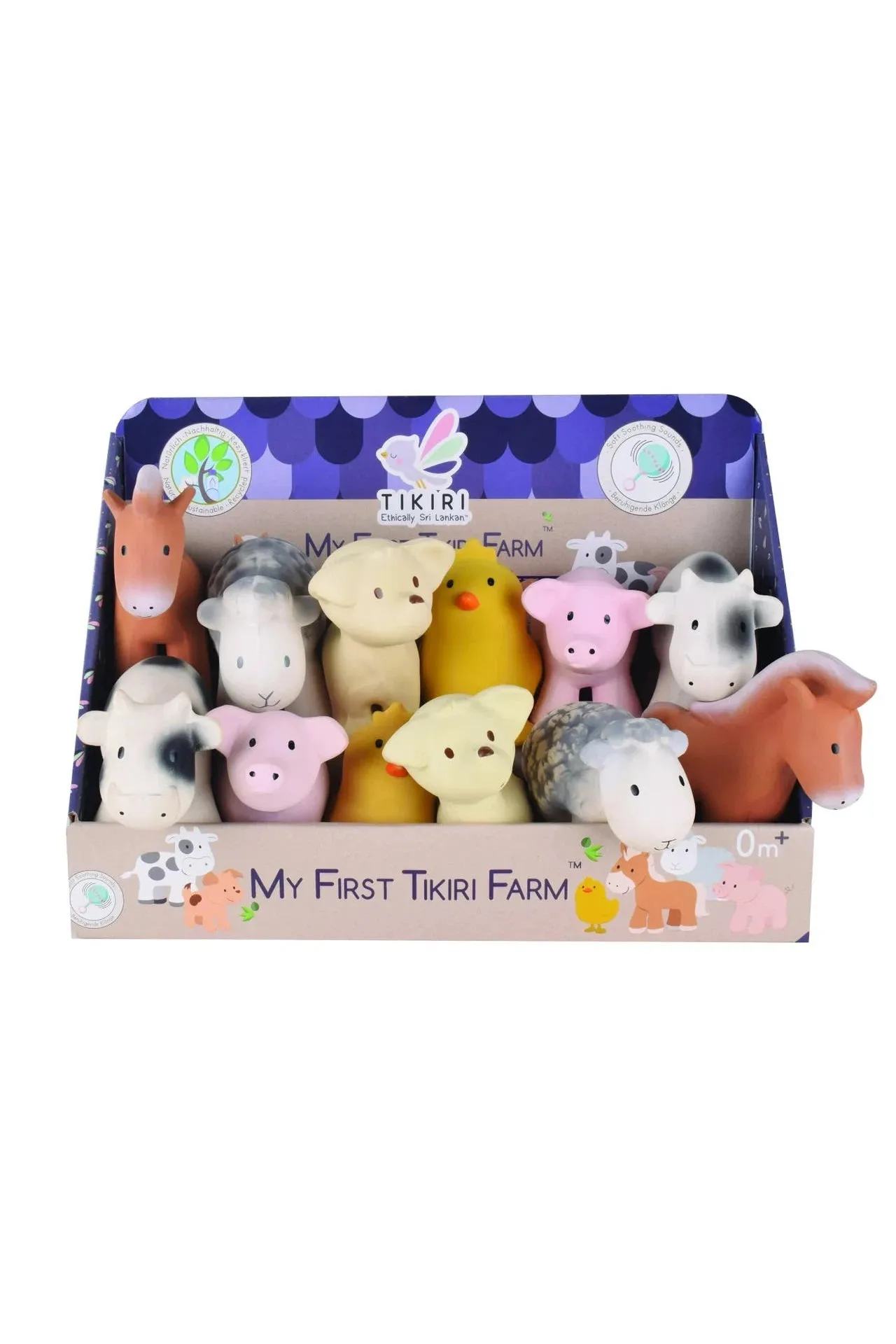 My 1st Tikiri Farm Animal - CDU Natural Rubber Rattle and Bath Toys