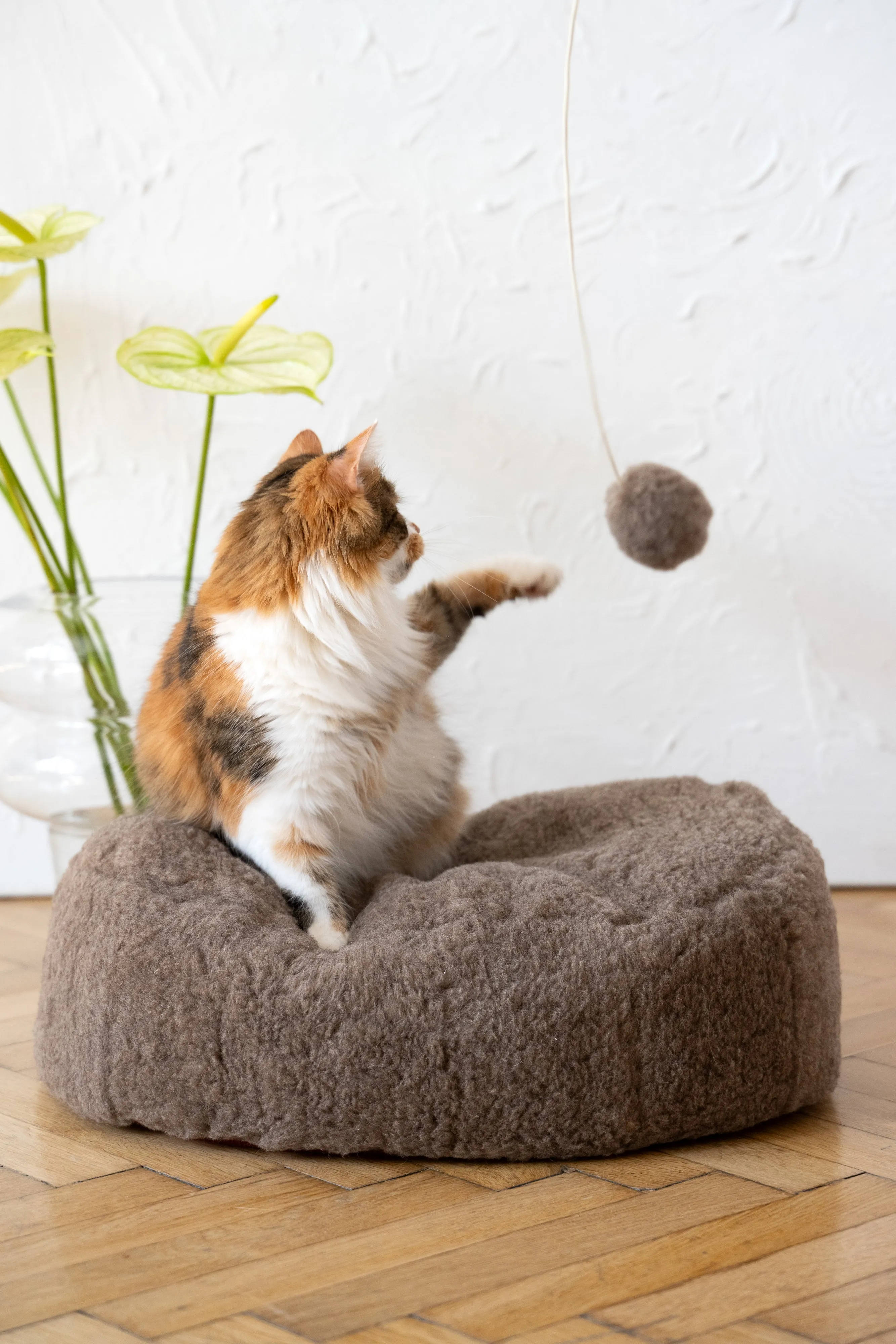 Natural Sheepskin Cat Toy: Ball