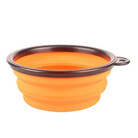 New Collapsible foldable silicone dow bowl candy color outdoor travel portable puppy doogie food container feeder dish on sale