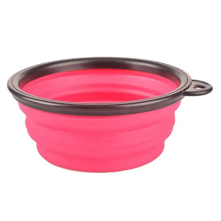 New Collapsible foldable silicone dow bowl candy color outdoor travel portable puppy doogie food container feeder dish on sale