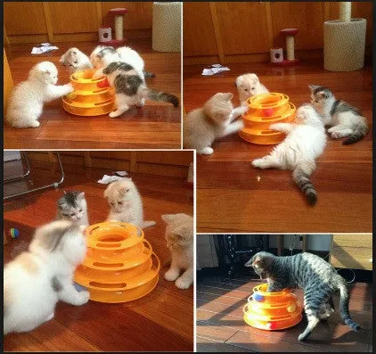 Orange Colored 3 Tier Tower Of Track Cat Toy