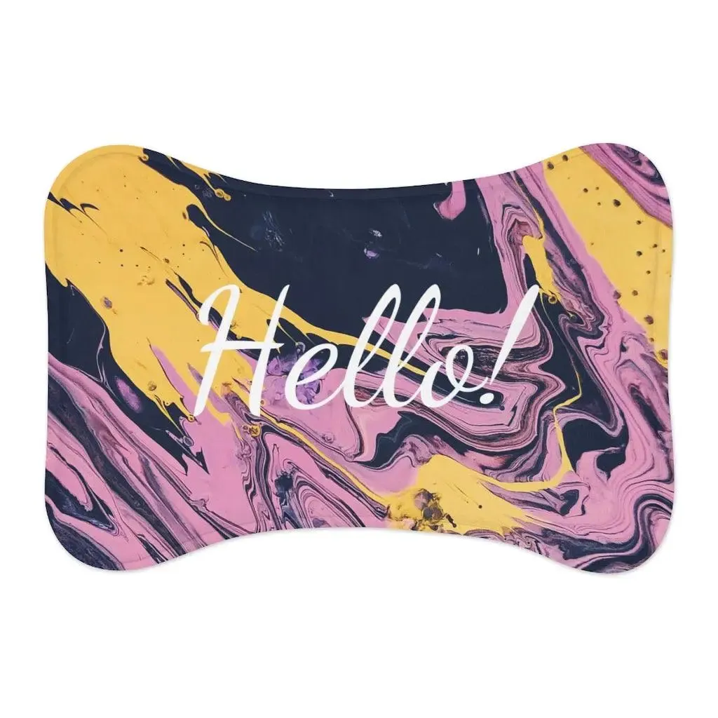 Personalize Pet Food Mat - Pink & Yellow Patterns