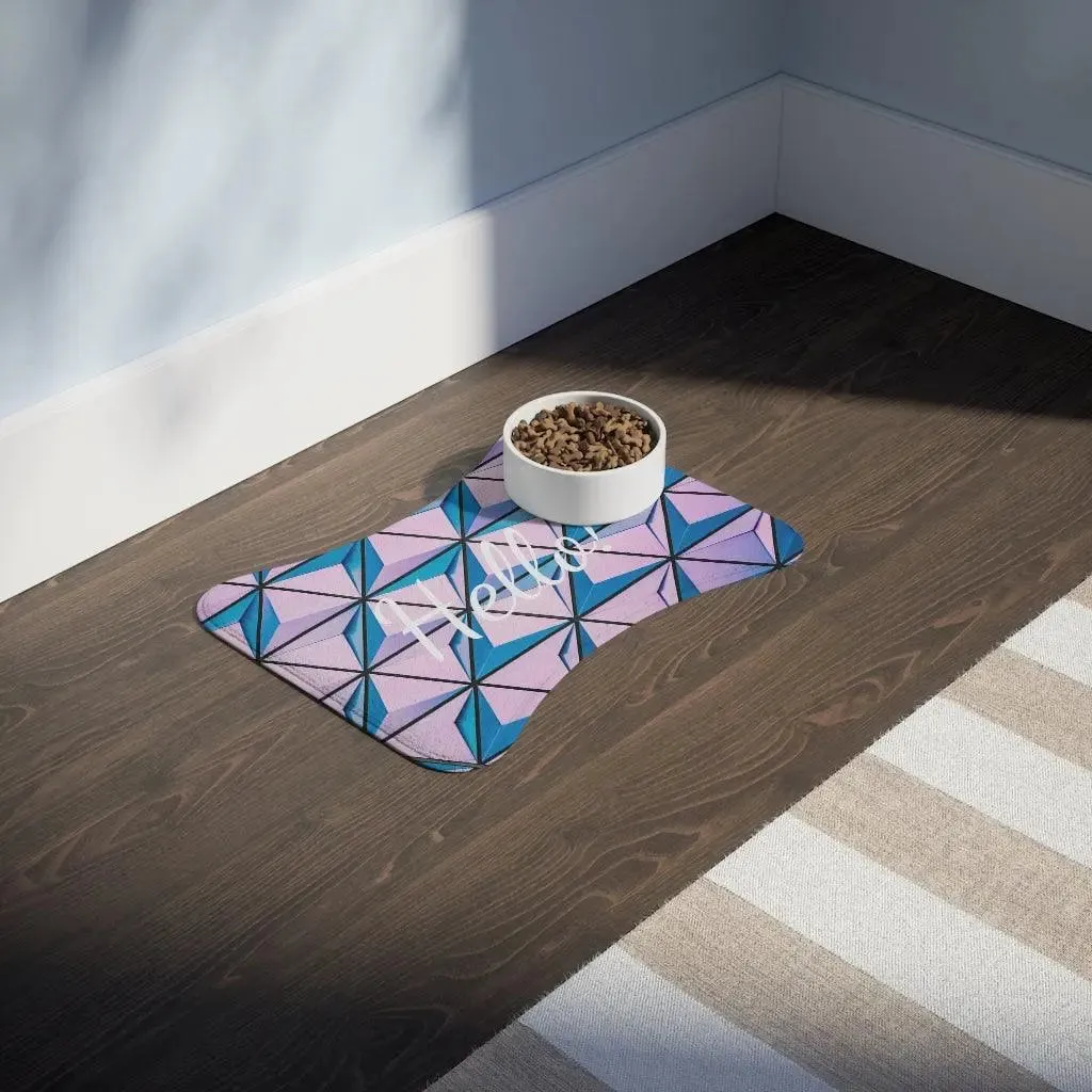 Personalize Pet Food Mat - Pink Diamonds Patterns