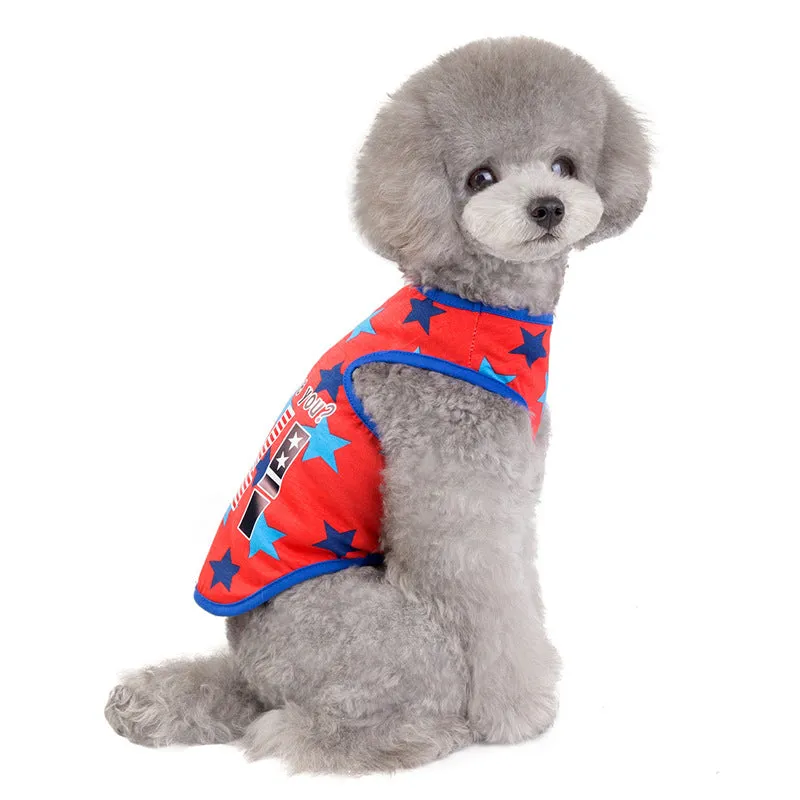 Pet clothing cat and puppy summer five-pointed star pattern