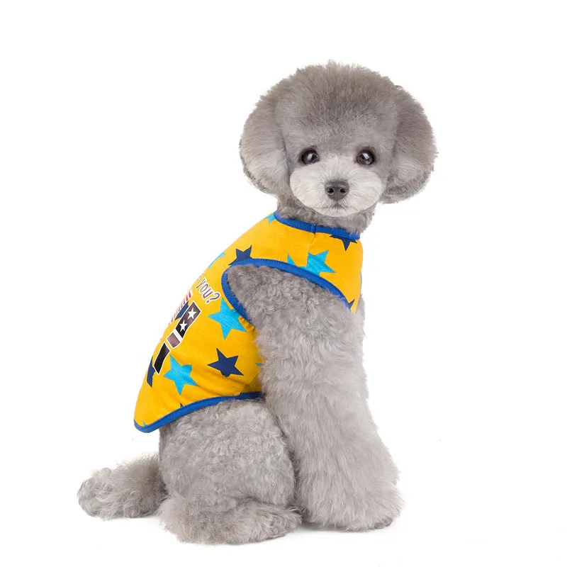 Pet clothing cat and puppy summer five-pointed star pattern