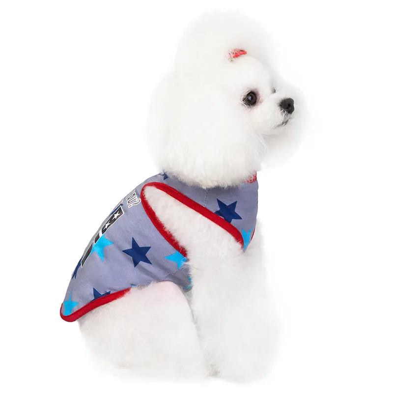 Pet clothing cat and puppy summer five-pointed star pattern