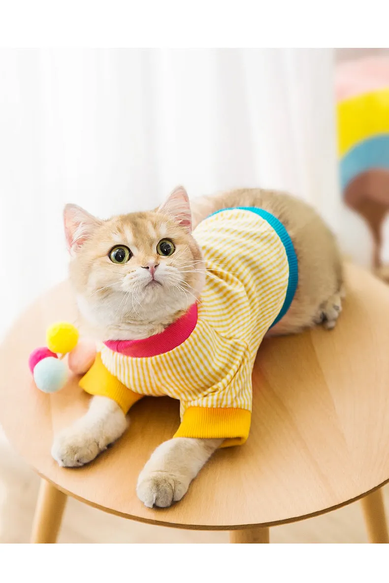 Pet Clothing Plaid T-shirt in Contrast Color Spring Cat Clothes