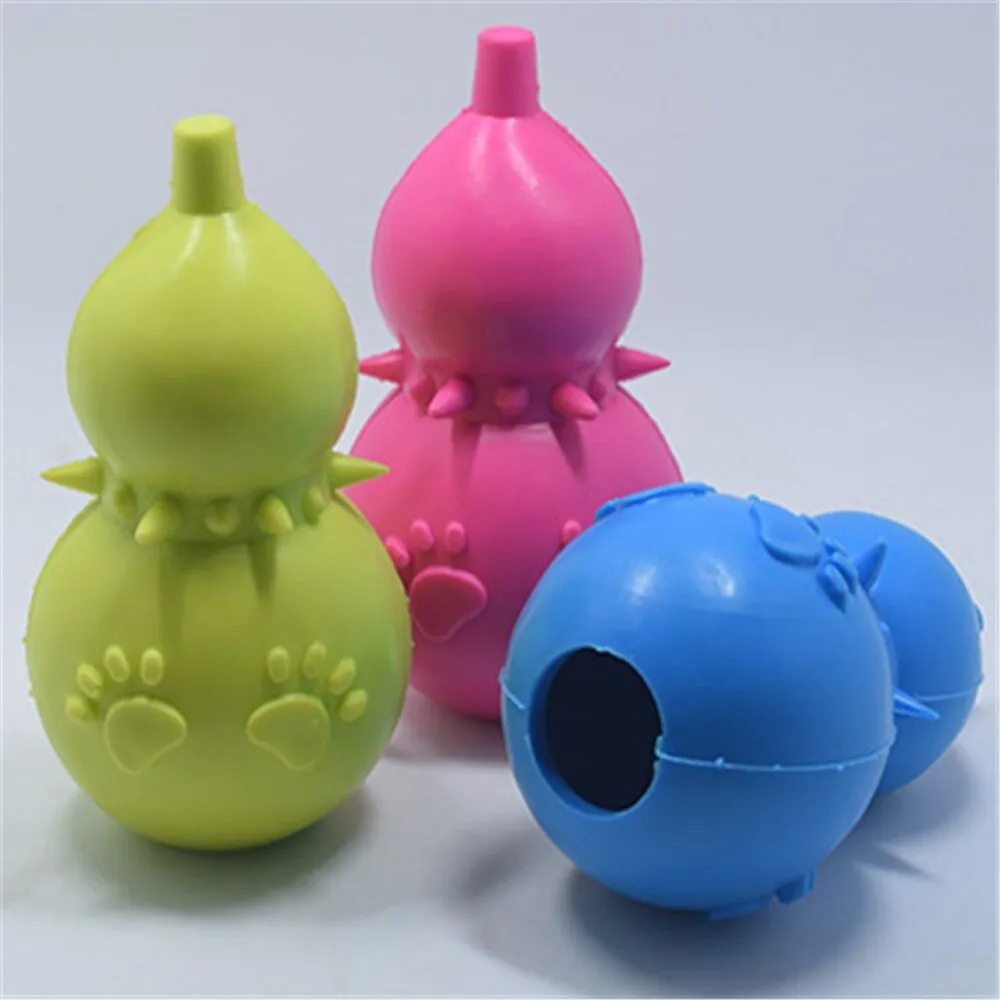 Pet Dog Toy Interactive Rubber Gourd Balls Pet Dog Cat Puppy Chew Toys Ball Teeth Chew Toys Tooth Cleaning Balls Food