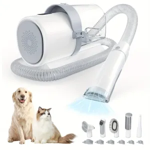 Pet Grooming Vacuum Kit 5 in 1 - Strong Suction Power, 99% Pet Hair Removal, Professional Clippers with 6 Guide Combs, Multifunctional Grooming Tools for Dogs, Cats, and Other Animals