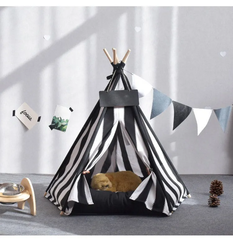 Pet Teepee with Pad, Tent, Tipi, Teepee, Dog Tipi, Cat Teepee, Cat Tipi, Tepee Wigwam, Boho Living, Cat Bed, Dog Bed, Cat House Striped