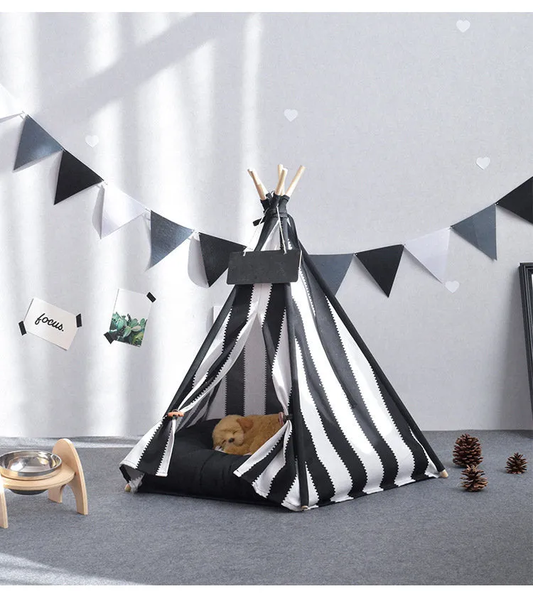 Pet Teepee with Pad, Tent, Tipi, Teepee, Dog Tipi, Cat Teepee, Cat Tipi, Tepee Wigwam, Boho Living, Cat Bed, Dog Bed, Cat House Striped