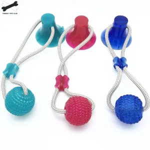 Pet Training Toys For Cats Dogs Interactive Suction Cup Push Ball Toys Elastic Ropes Pet Tooth Cleaning Chewing IQ  Exercise