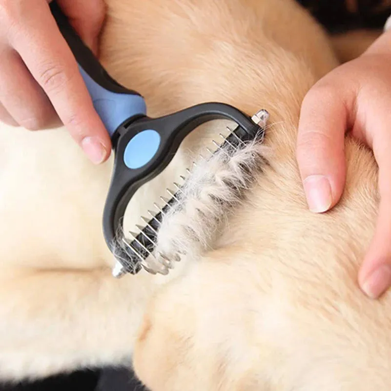 Professional Pet Deshedding Brush - Dog Hair Remover & Knot Cutter for Cats and Puppies | Grooming & Shedding Comb for Dogs