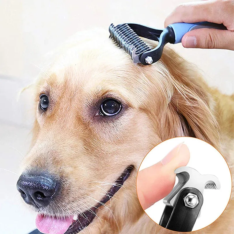 Professional Pet Deshedding Brush - Dog Hair Remover & Knot Cutter for Cats and Puppies | Grooming & Shedding Comb for Dogs