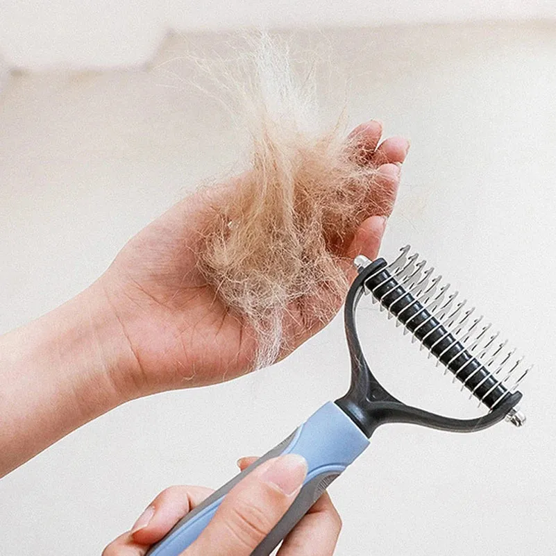 Professional Pet Deshedding Brush - Dog Hair Remover & Knot Cutter for Cats and Puppies | Grooming & Shedding Comb for Dogs