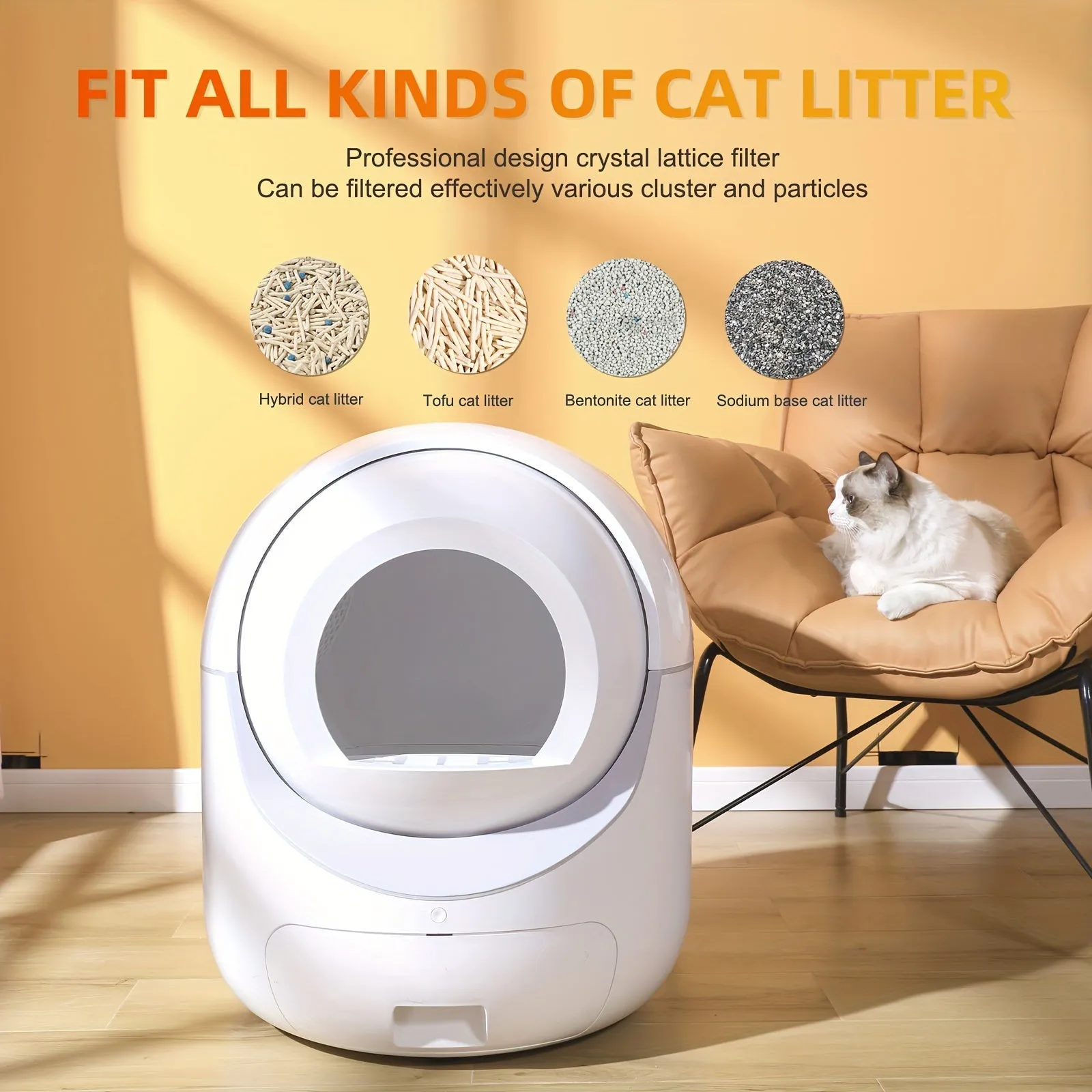 Self-Cleaning Cat Litter Box with APP Control - Automatic Odor Removal & Safety Protection for Multiple Cats