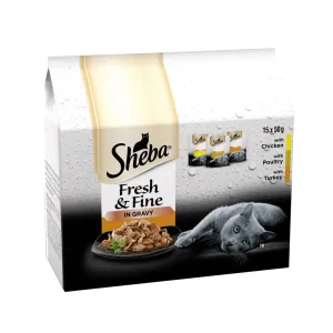 Sheba Pouch Fresh and Fine Poultry Collection in Gravy - 50g x 15